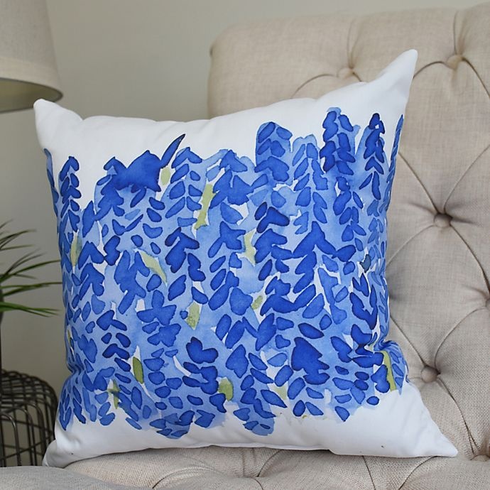 slide 3 of 3, E by Design Flower Bell Bunch Square Throw Pillow Blue, 1 ct