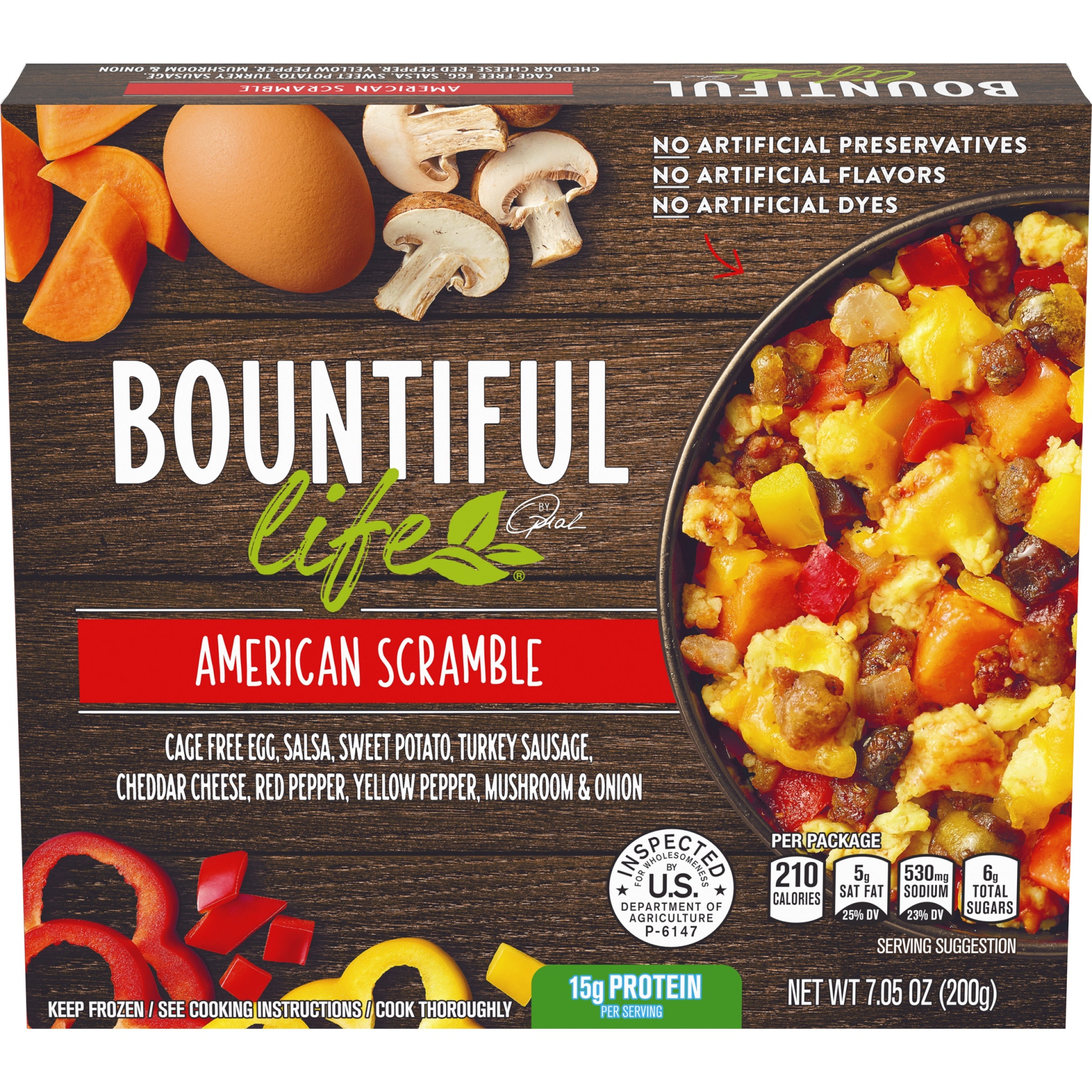 slide 1 of 6, Bountiful Life American Scramble Breakfast Bowl Frozen Meal, 7.05 oz Box, 200 g