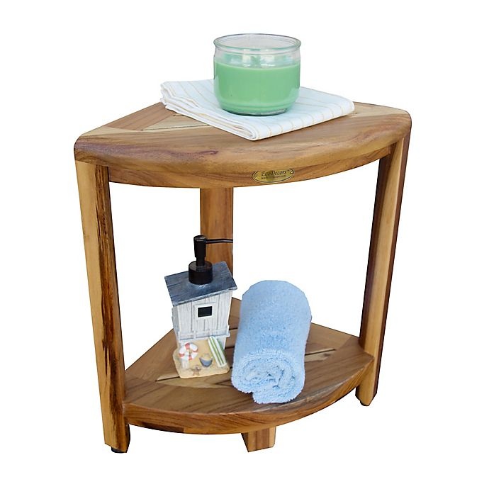 slide 12 of 12, EcoDecors Teak Oasis 2-Tier Shelf and Shaving Stool, 1 ct