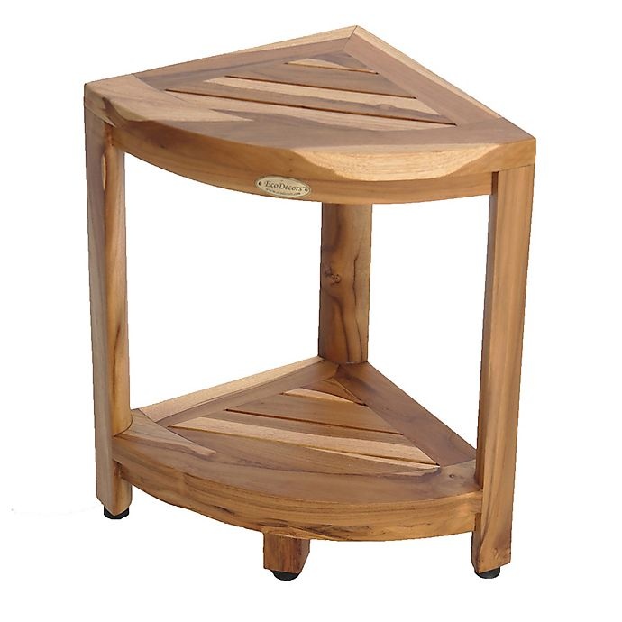 slide 1 of 12, EcoDecors Teak Oasis 2-Tier Shelf and Shaving Stool, 1 ct