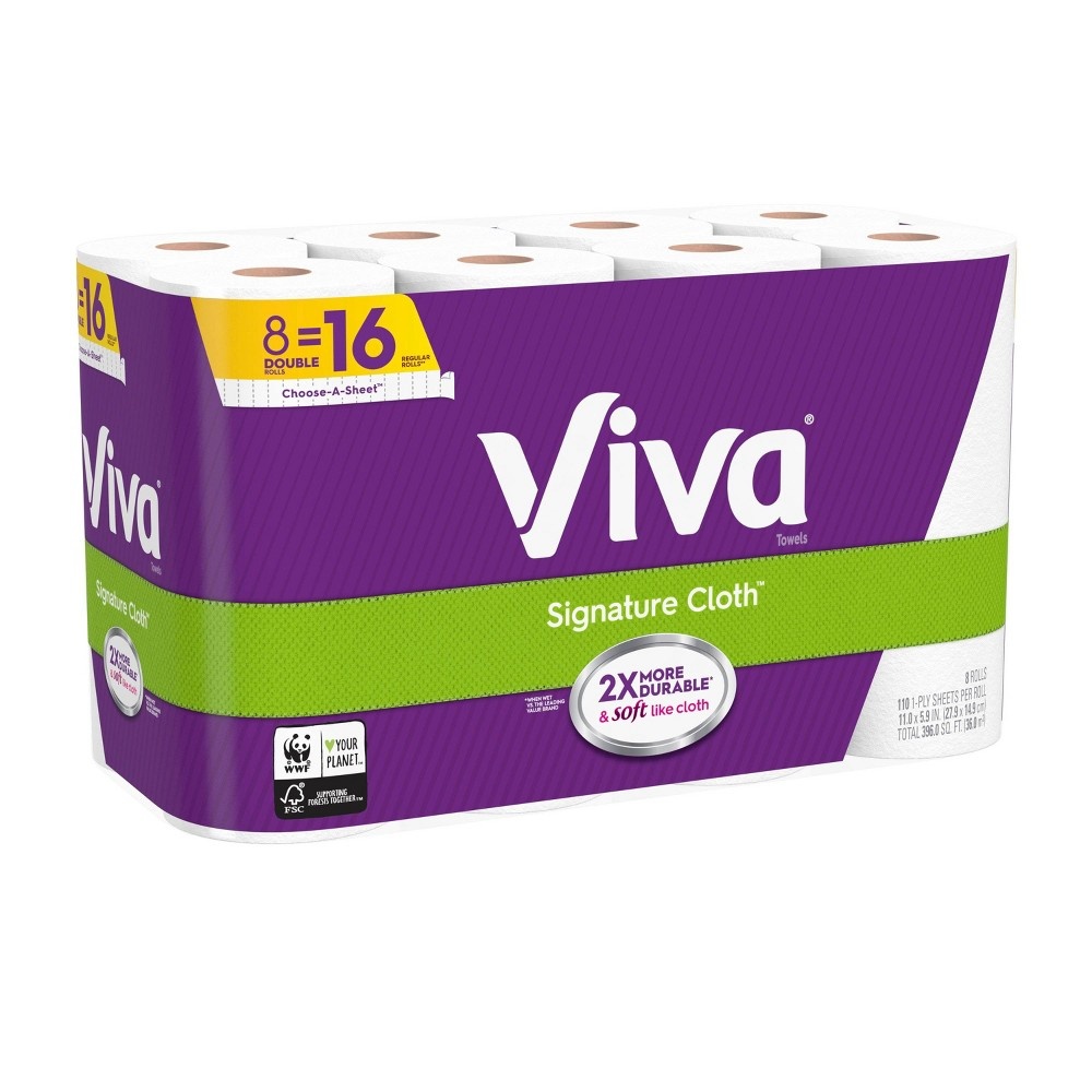 slide 5 of 9, Viva Choose-a-Sheet Paper Towels Double Rolls, 8 ct