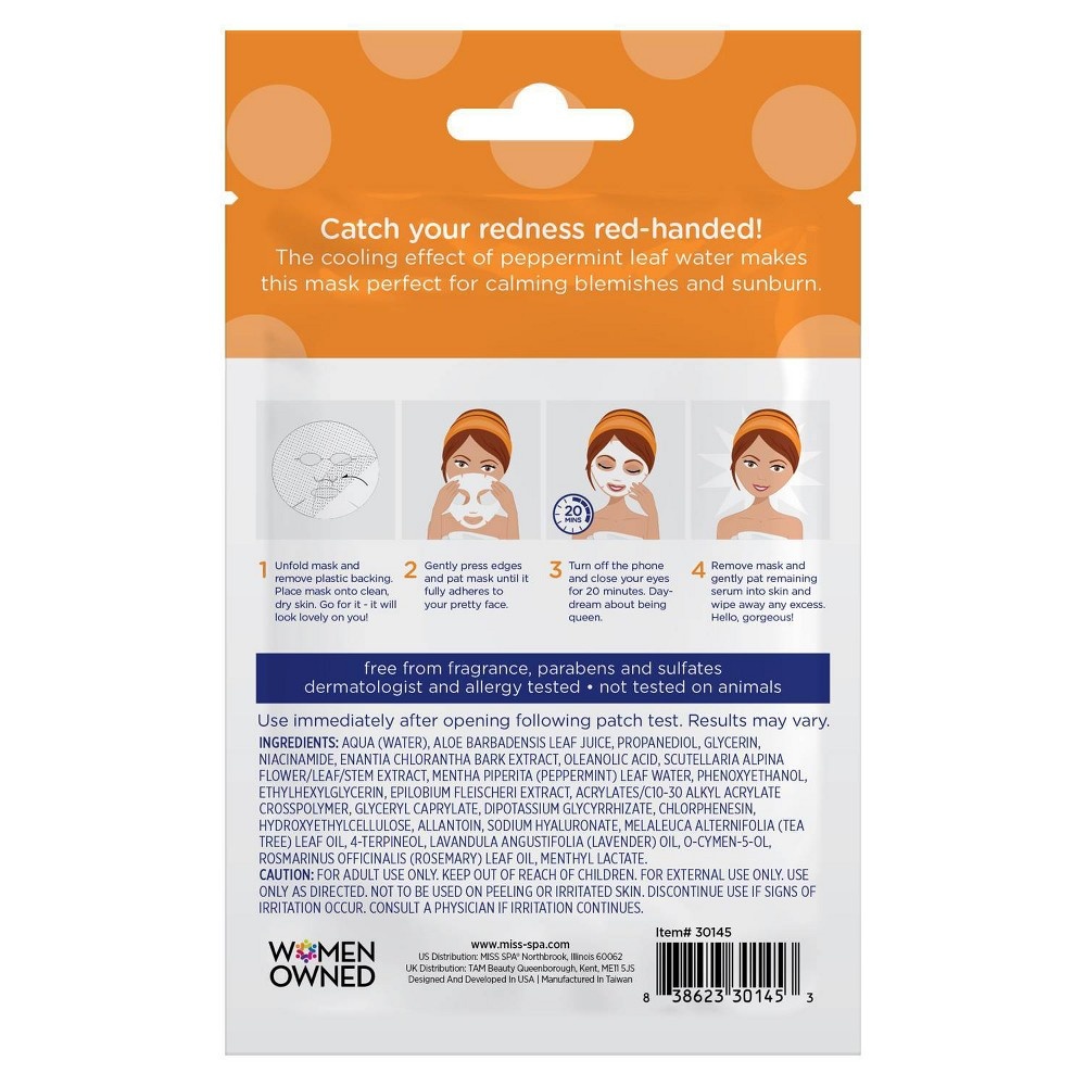 slide 2 of 2, Miss Spa Control Face Mask Sheets, 0.88 oz