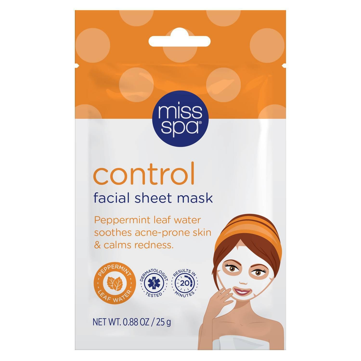 slide 1 of 2, Miss Spa Control Face Mask Sheets, 0.88 oz