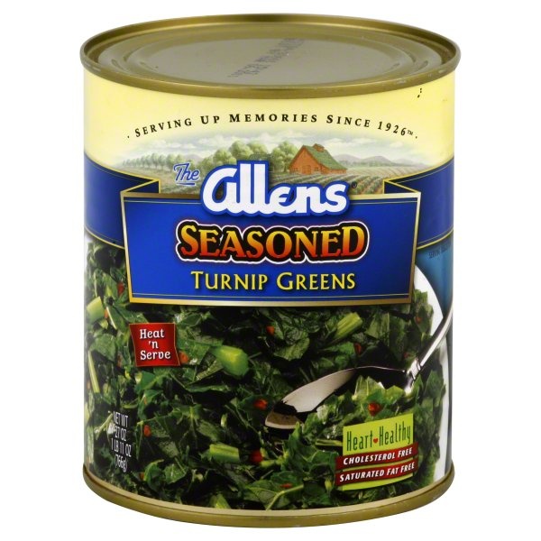 slide 1 of 1, Allen's Seasoned Turnip Greens, 27 oz