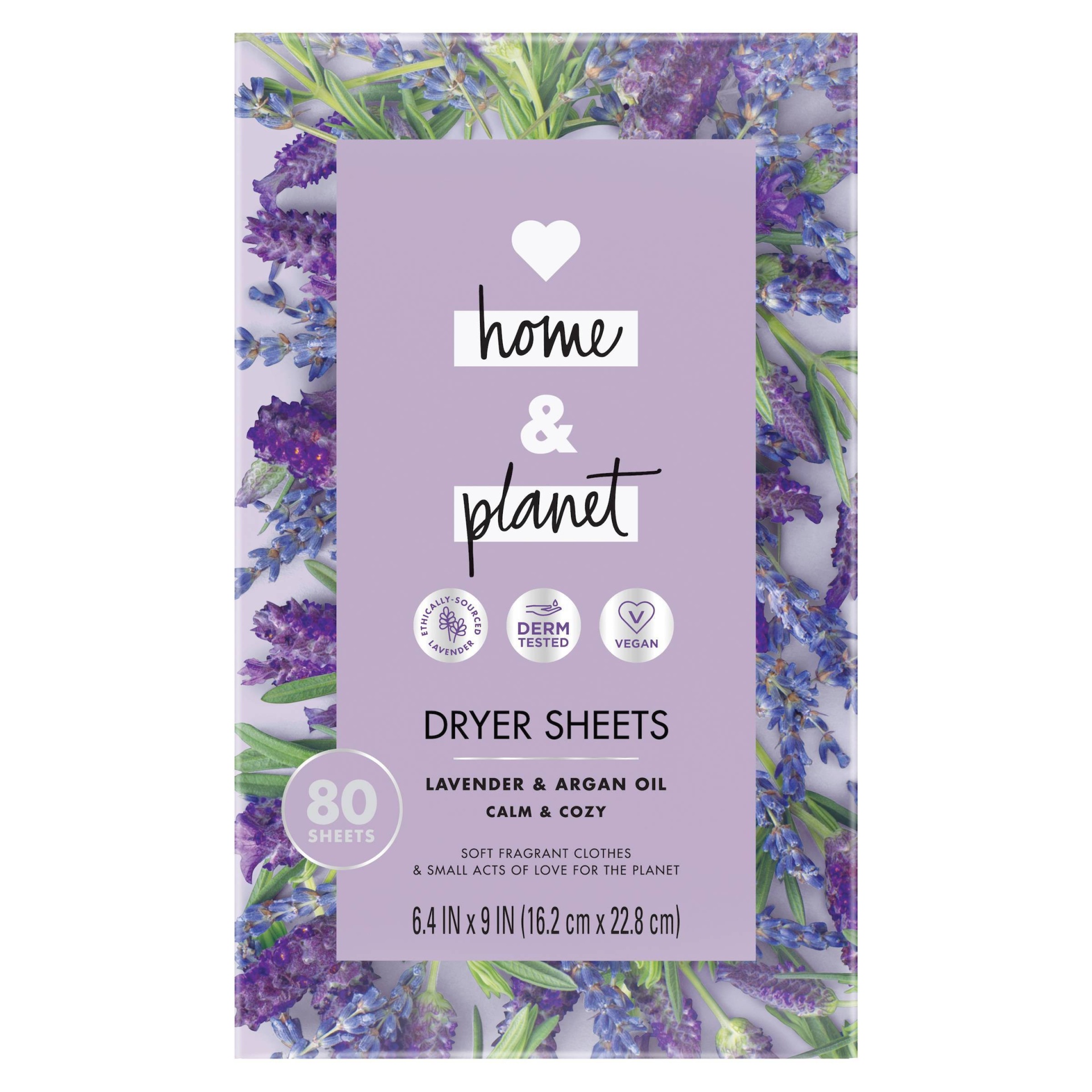 slide 1 of 5, Love Home and Planet Love Home & Planet Lavender & Argan Oil Dryer Sheets, 80 ct