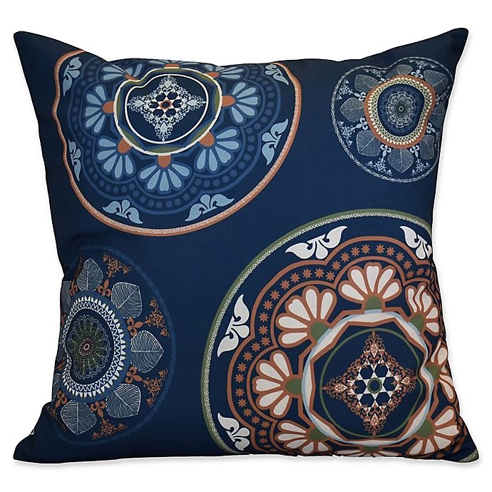 slide 1 of 1, E by Design Medallions Square Throw Pillow - Blue, 1 ct