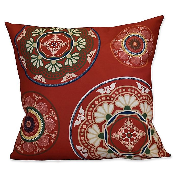 slide 1 of 1, E by Design Medallions Square Throw Pillow - Red, 1 ct