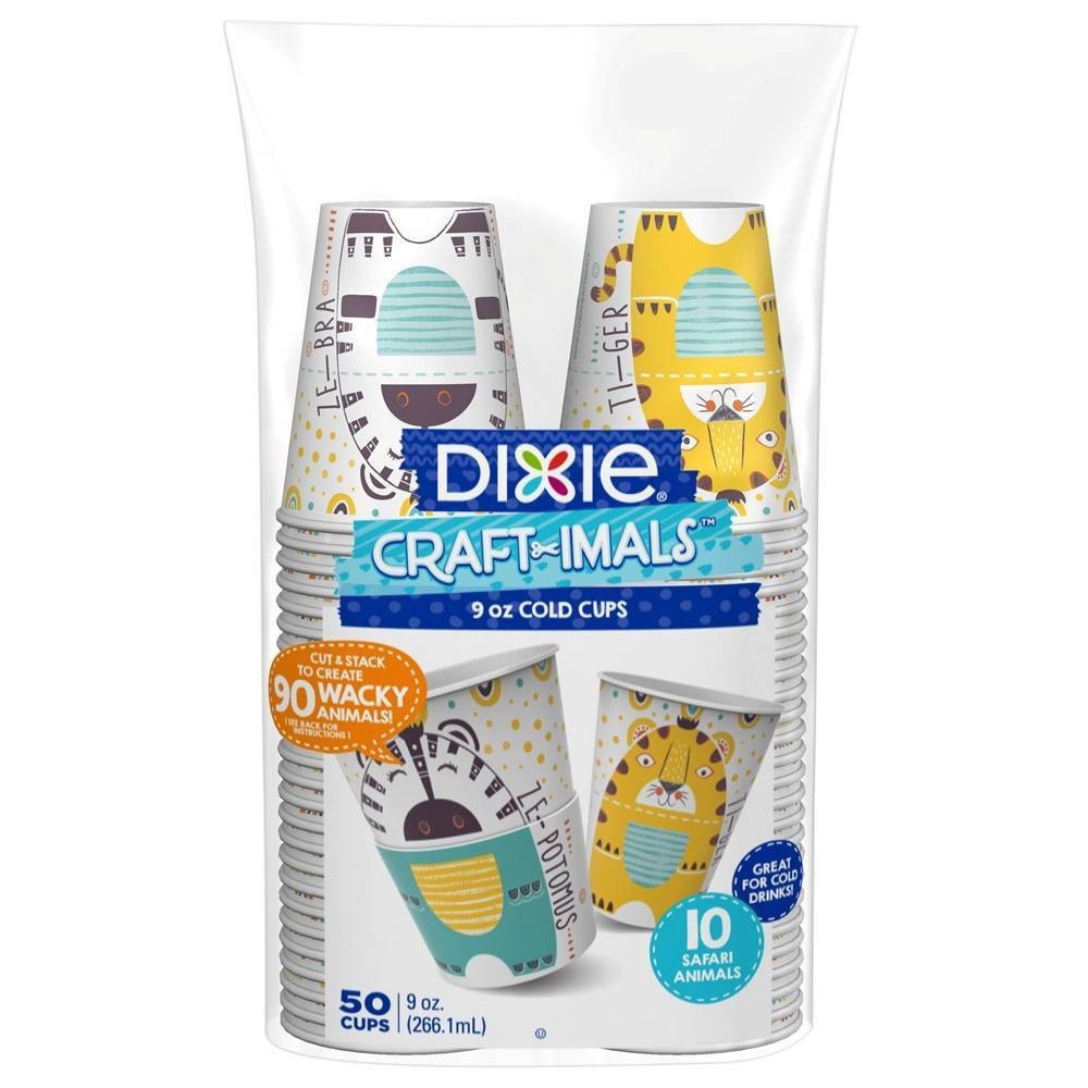 slide 1 of 11, Dixie Craftimals Cold Cup Disposable Drinkware, 9 oz, 50 ct