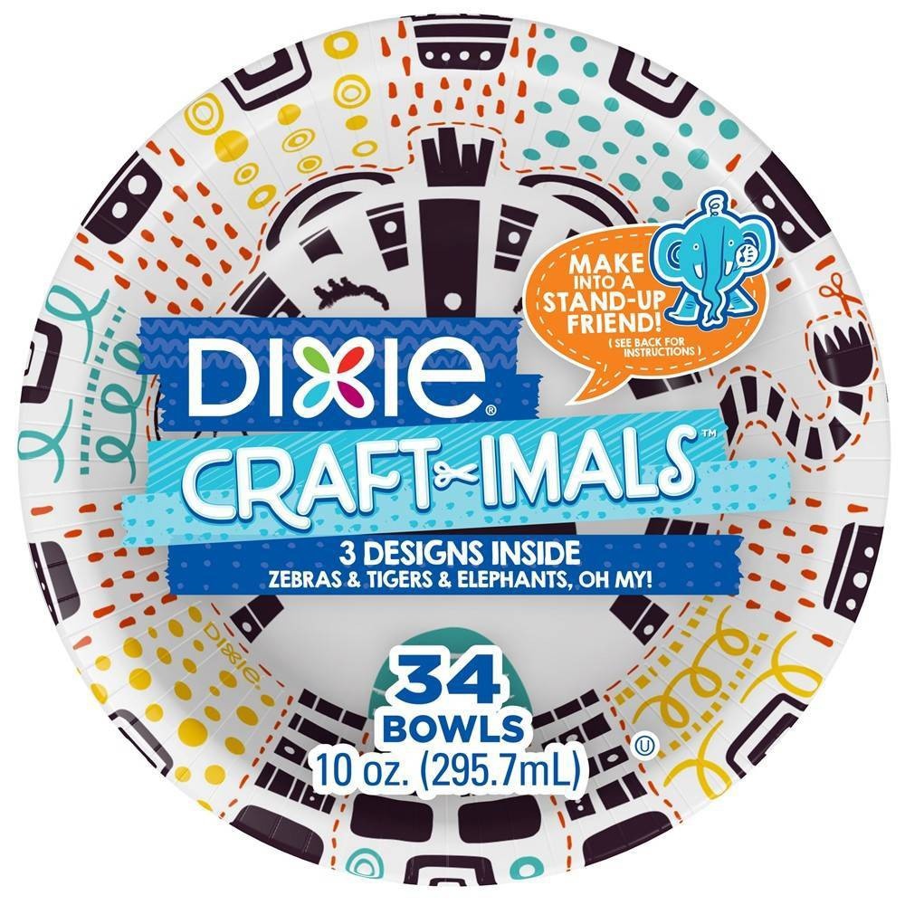 slide 3 of 5, Dixie Craftimals Disposable Bowl, 34 ct, 10 oz