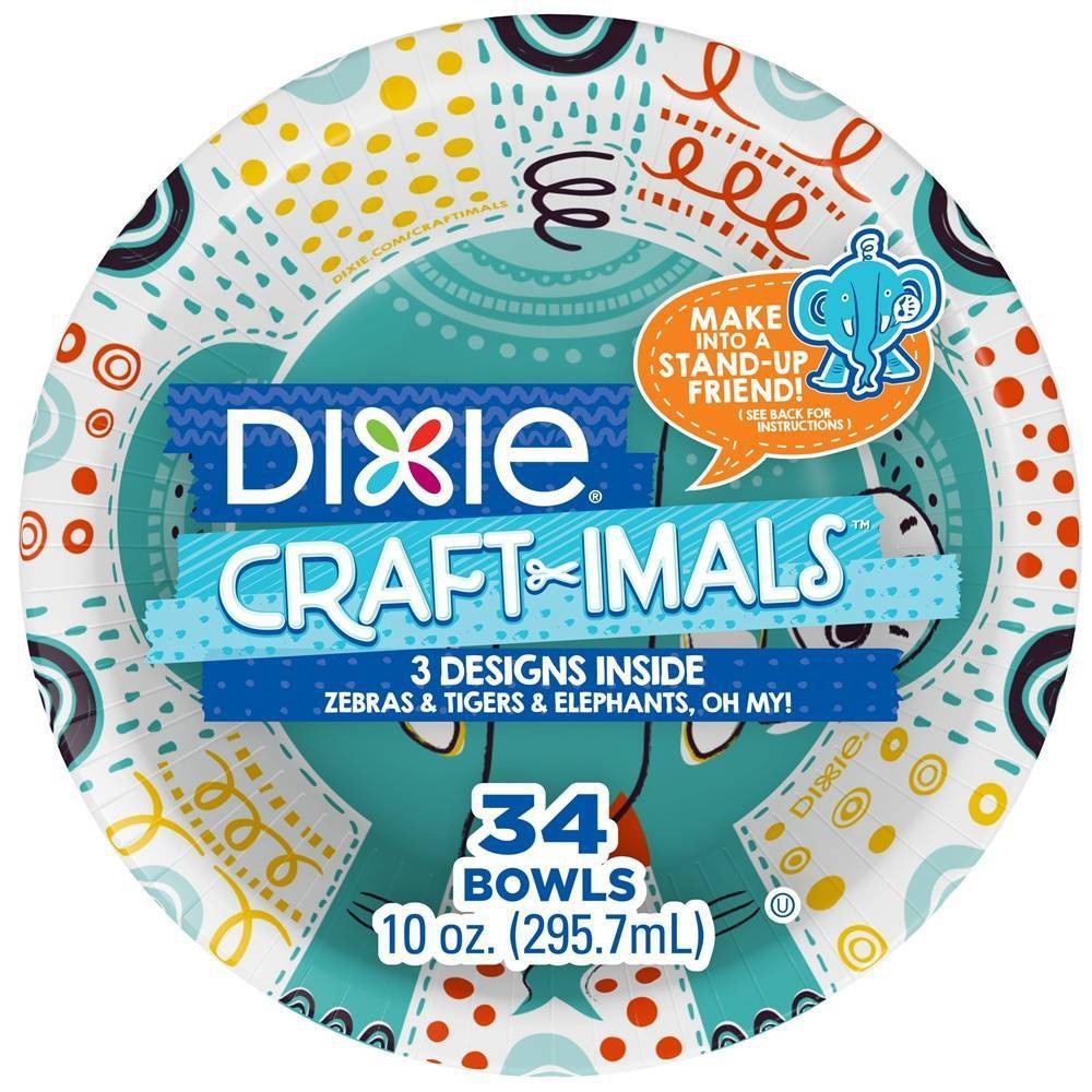 slide 1 of 5, Dixie Craftimals Disposable Bowl, 34 ct, 10 oz