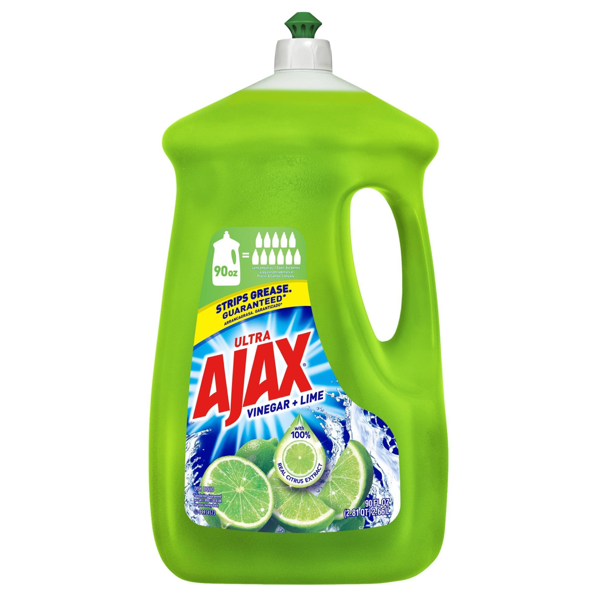 slide 1 of 3, Ajax Ultra Liquid Dish Soap - Vinegar and Lime - 90 fl oz, 90 fl oz