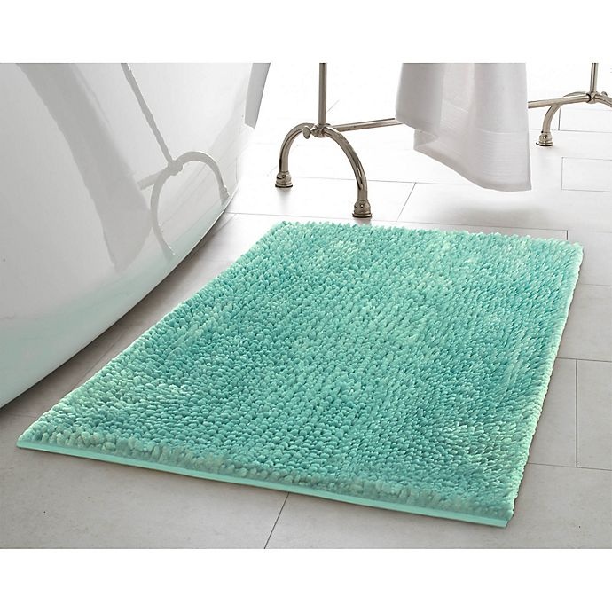 slide 2 of 4, Laura Ashley Butter Chenille Bath Rug - Aqua, 17 in x 24 in