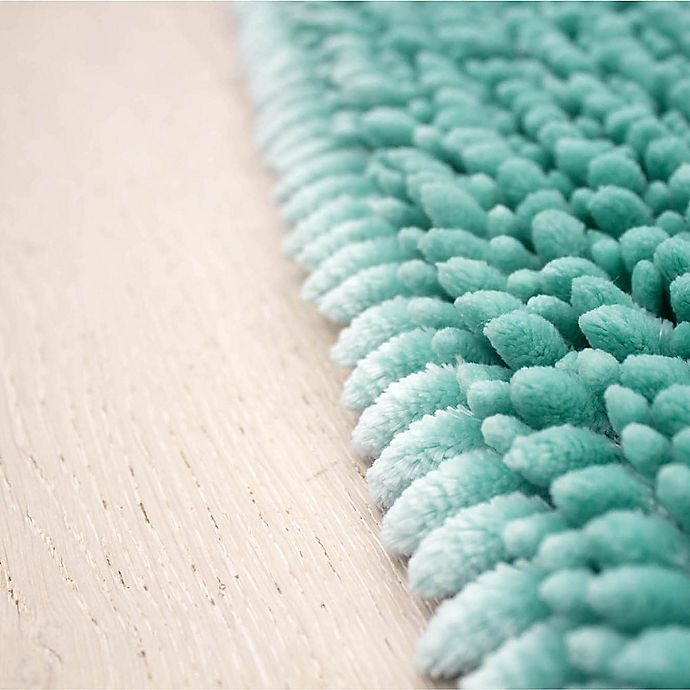 slide 3 of 4, Laura Ashley Butter Chenille Bath Rug - Aqua, 17 in x 24 in