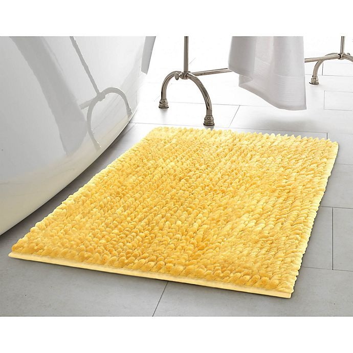 slide 4 of 4, Laura Ashley Butter Chenille Bath Rug - Yellow, 17 in x 24 in