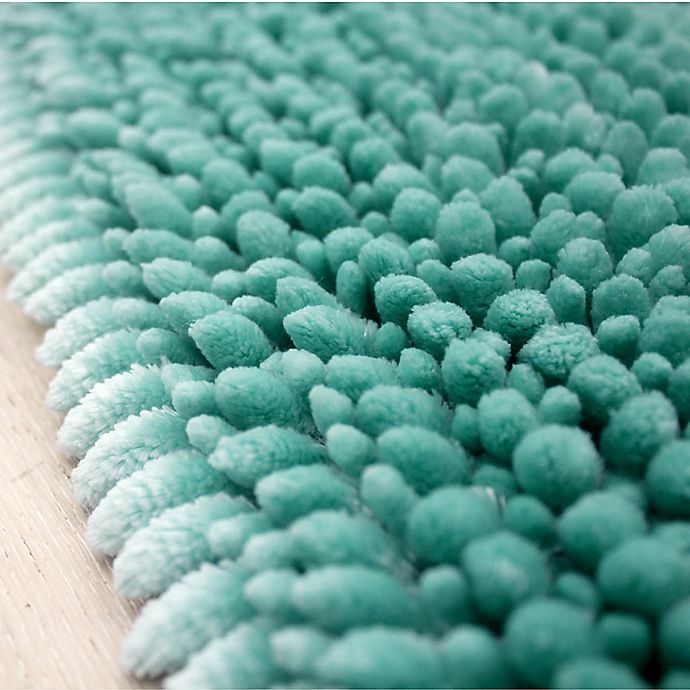 slide 3 of 4, Laura Ashley Butter Chenille Bath Rug - Aqua, 20 in x 34 in