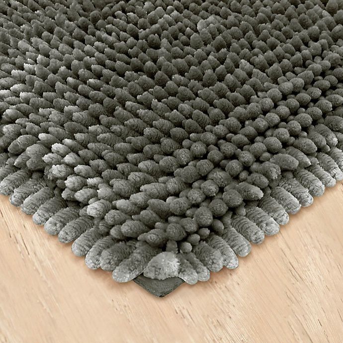 slide 3 of 5, Laura Ashley Butter Chenille Bath Rug - Charcoal, 20 in x 34 in