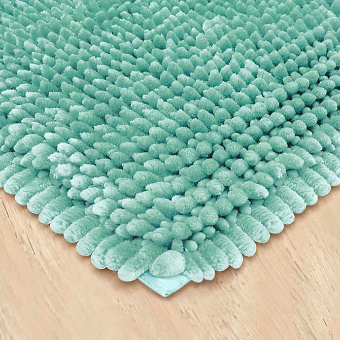 slide 3 of 5, Laura Ashley Butter Chenille Bath Rug - Aqua, 27 in x 45 in