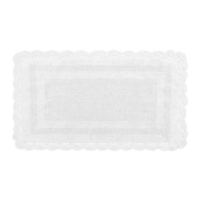 slide 2 of 5, Laura Ashley Crochet Bath Rug - White, 21 in x 34 in