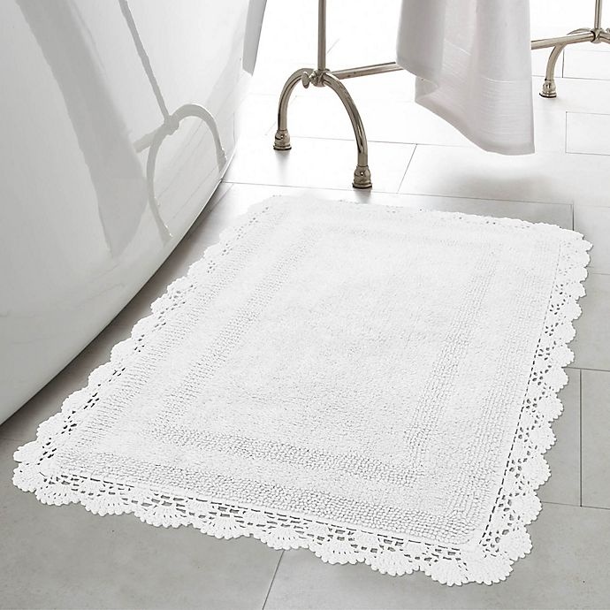 slide 4 of 5, Laura Ashley Crochet Bath Rug - White, 21 in x 34 in