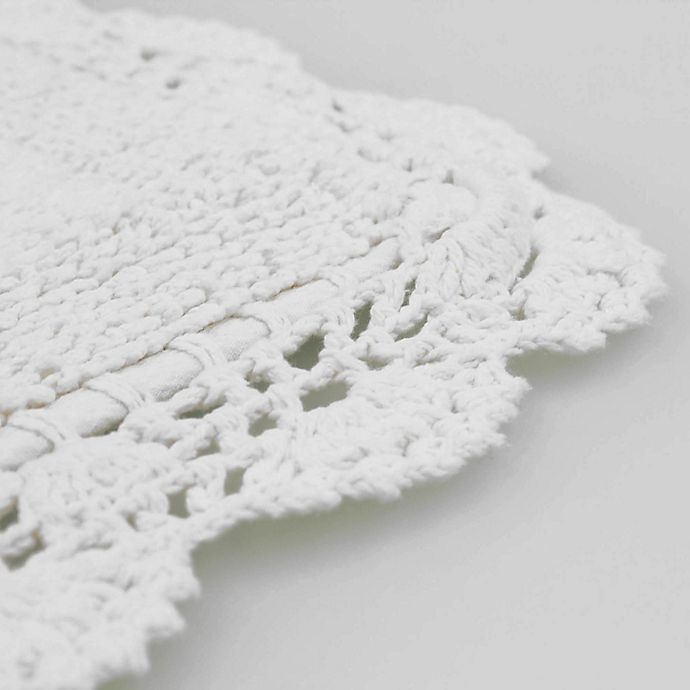 slide 5 of 5, Laura Ashley Crochet Bath Rug - White, 21 in x 34 in