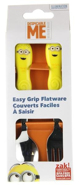 slide 1 of 1, Zak! Designs Minions 2-Piece Easy-Grip Flatware Set - Yellow, 2 ct