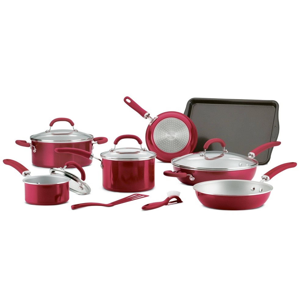slide 9 of 9, Rachael Ray Create Delicious 13pc Aluminum Nonstick Cookware Set Red, 1 ct
