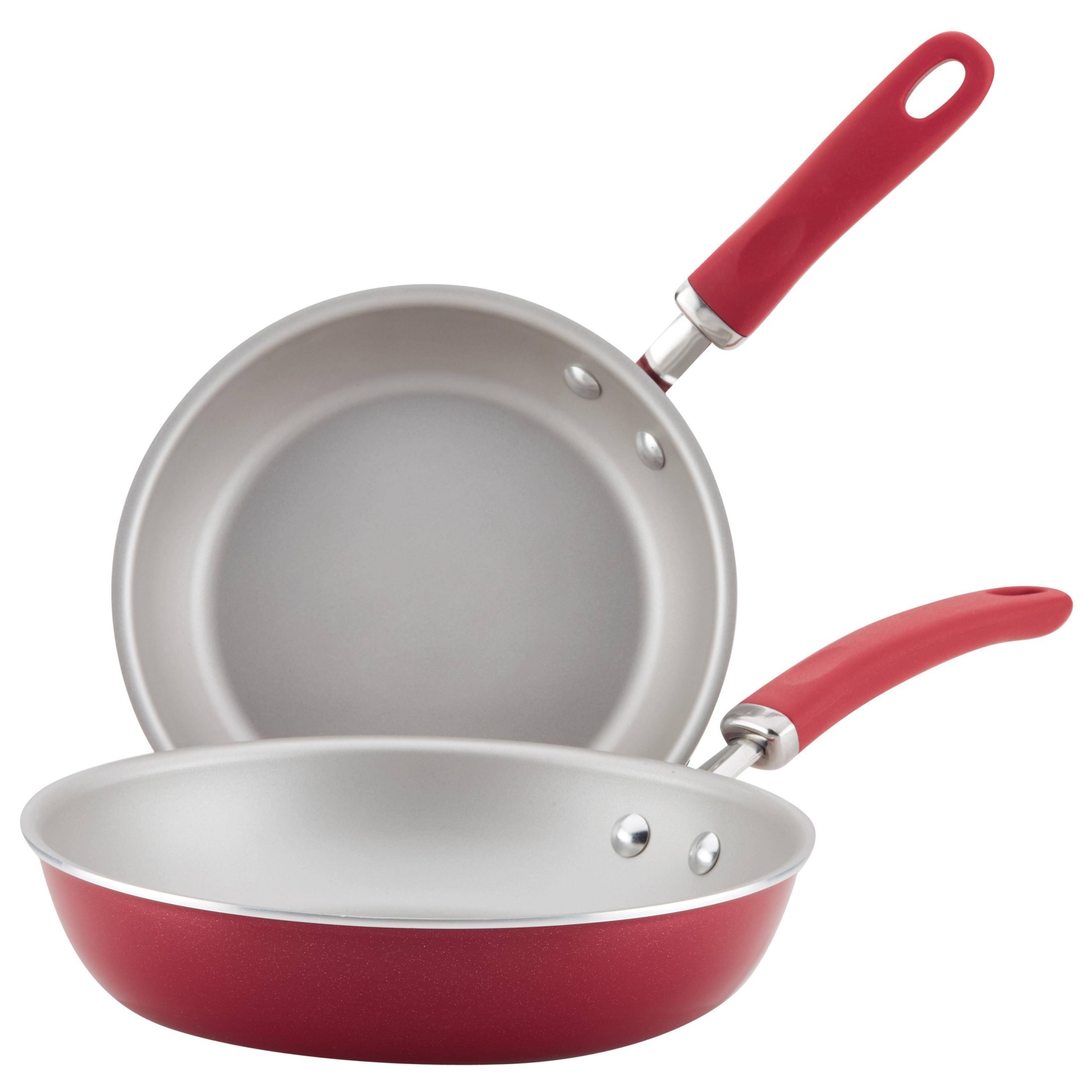 slide 1 of 4, Rachael Ray Create Delicious 2pc Aluminum Nonstick Skillets Red, 1 ct