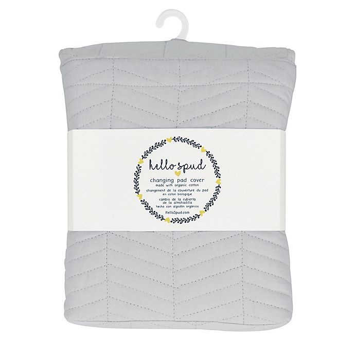 slide 2 of 6, Hello Spud Chevron Quilted Organic Cotton Changing Pad Cover - Grey, 1 ct