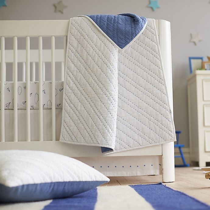 slide 2 of 5, Hello Spud Organic Cotton Jersey Paper Airplane Fitted Crib Sheet - Navy, 1 ct