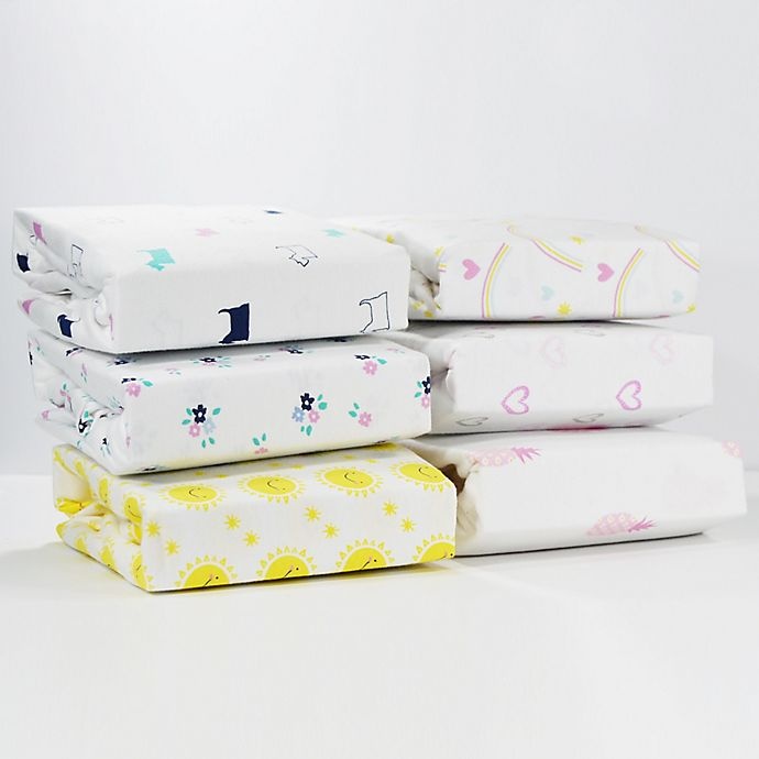 slide 4 of 4, Hello Spud Organic Cotton Jersey Rainbows Fitted Crib Sheet - Yellow, 1 ct