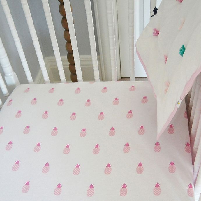 slide 3 of 5, Hello Spud Organic Cotton Jersey Pineapples Fitted Crib Sheet - Pink, 1 ct