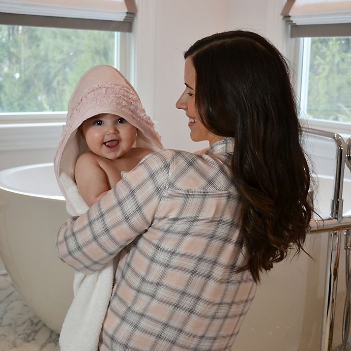 slide 5 of 5, Hello Spud Petite Ruffle Organic Cotton Hooded Towel and Washcloth Set - Pink, 1 ct