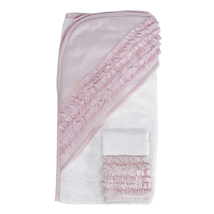 slide 1 of 5, Hello Spud Petite Ruffle Organic Cotton Hooded Towel and Washcloth Set - Pink, 1 ct