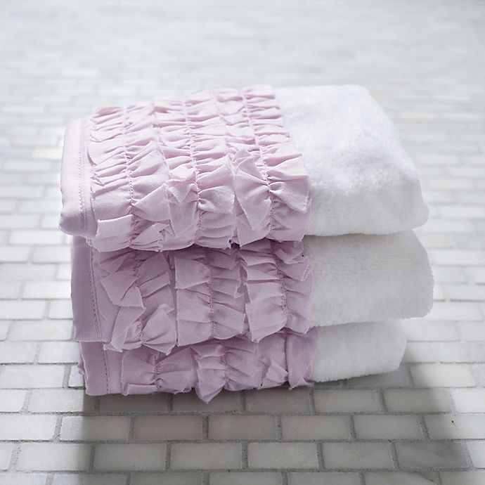 slide 3 of 3, Hello Spud Petite Ruffle Organic Cotton Washcloths - Lavender, 3 ct