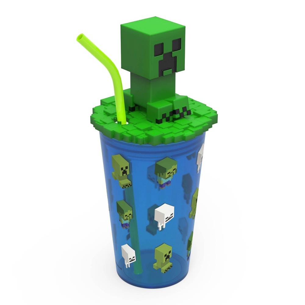 slide 3 of 5, Minecraft 15oz Plastic Funtastic Tumbler with Straw - Zak Designs, 15 oz
