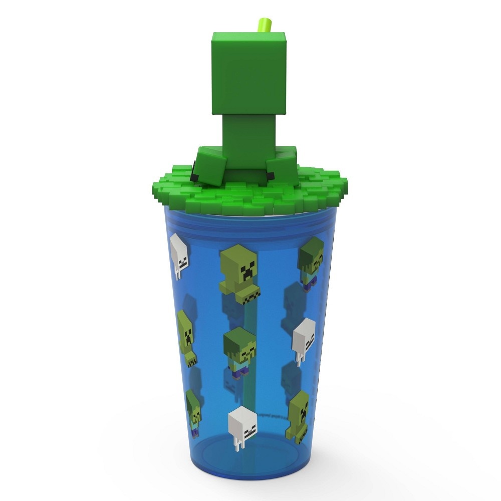 slide 4 of 5, Minecraft 15oz Plastic Funtastic Tumbler with Straw - Zak Designs, 15 oz