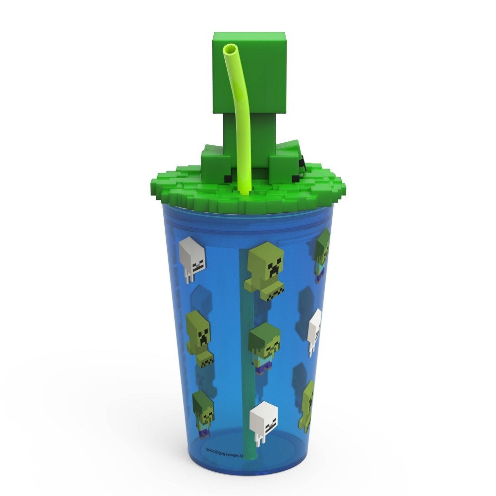 slide 5 of 5, Minecraft 15oz Plastic Funtastic Tumbler with Straw - Zak Designs, 15 oz