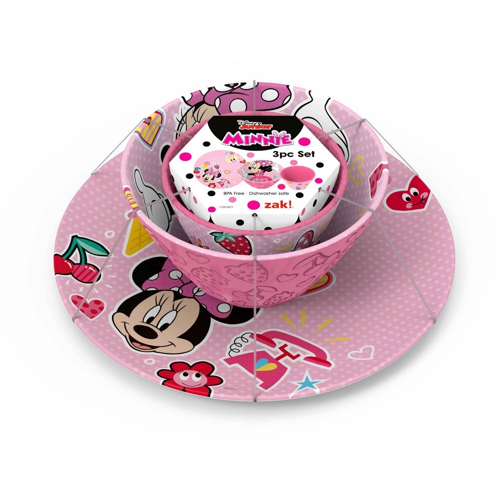 slide 8 of 10, Disney Minnie Mouse Melamine Dinnerware Set - Zak Designs, 3 ct