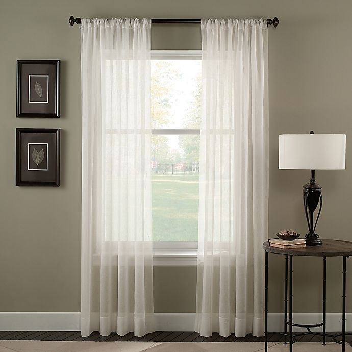 slide 1 of 1, Trinity Crinkle Voile Rod Pocket Window Curtain Panel - Oyster, 132 in