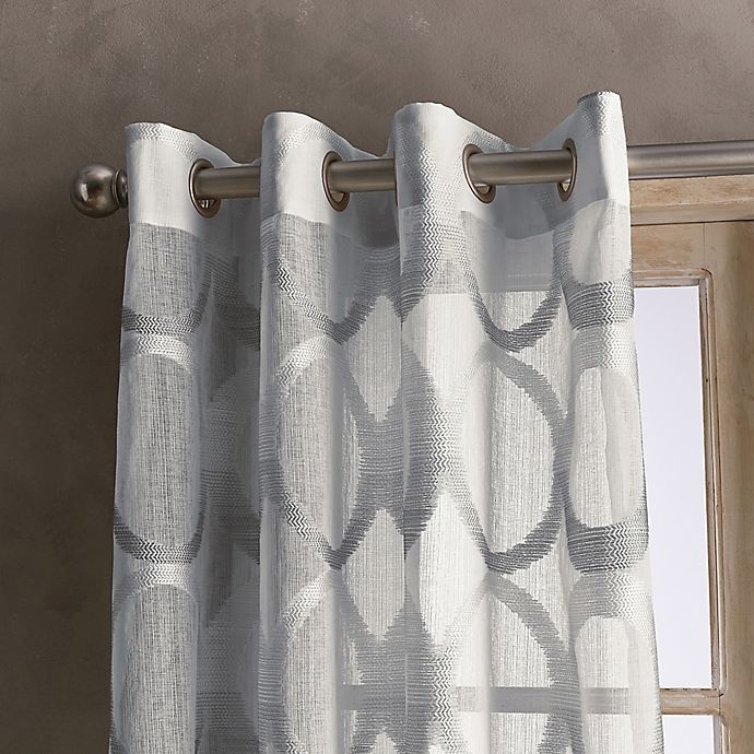 slide 3 of 3, Peri Home Marni Grommet Sheer Window Curtain Panel - Grey, 95 in