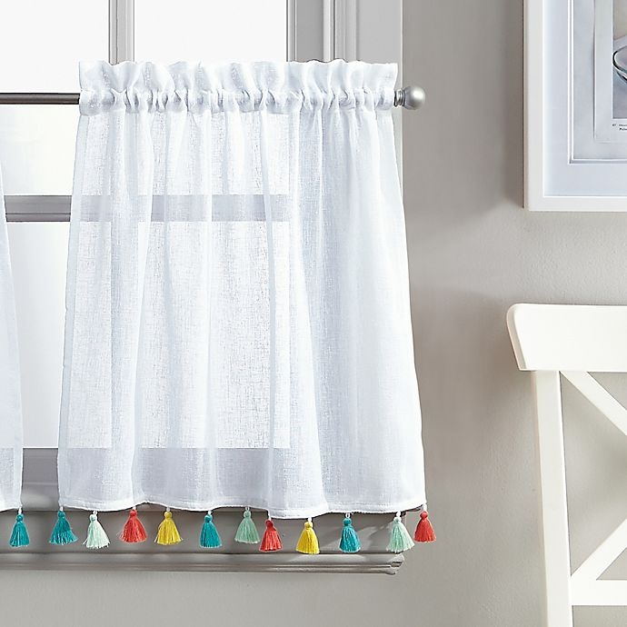 slide 2 of 4, Coastal Living Boho Tassel Window Curtain Tier Pair, 24 in