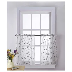 CHF Curtainworks Botanical Embroidered Tier Pair 56"W x 36"L