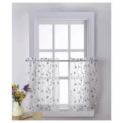 CHF Curtainworks Botanical Embroidered Tier Pair 56"W x 36"L