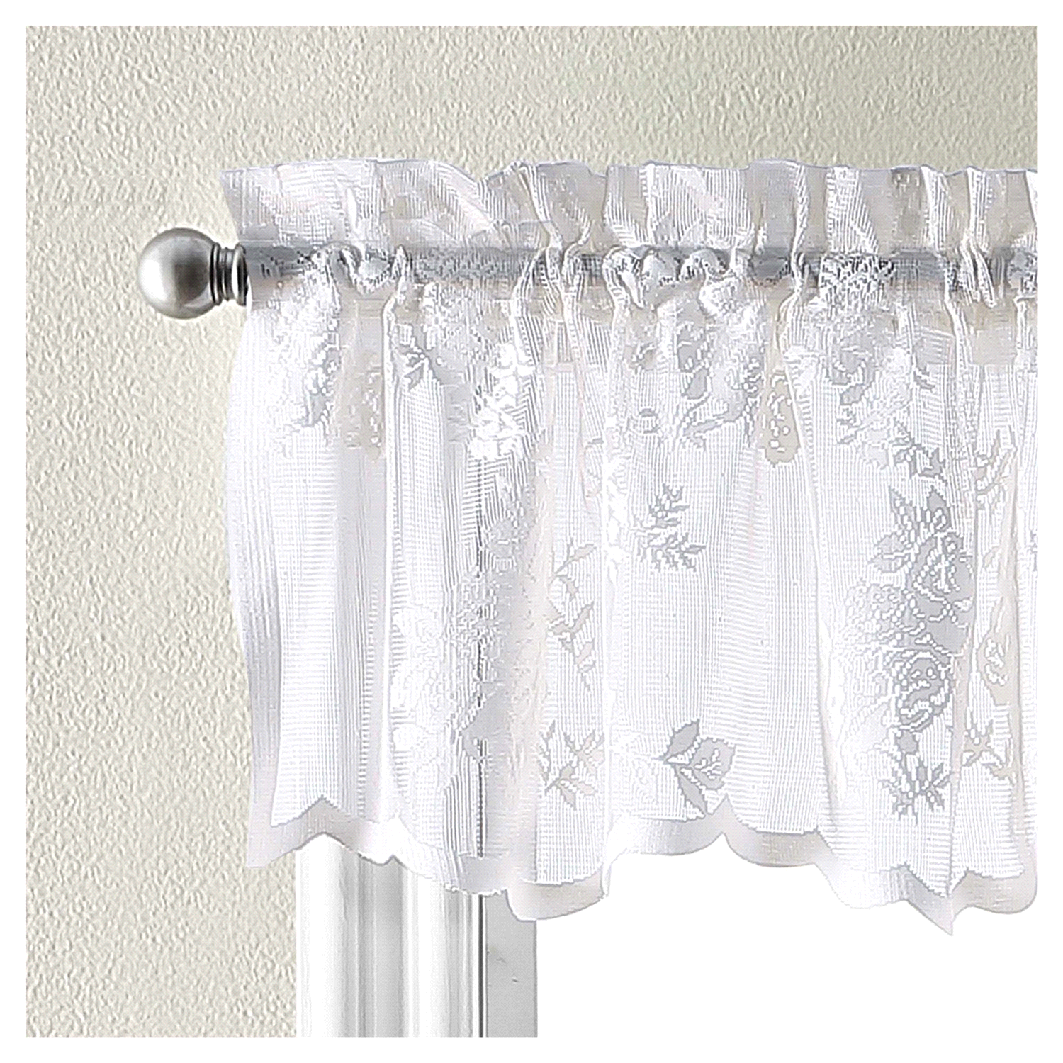 slide 4 of 4, Curtainworks Sibella Lace Valance White, 54 x 14