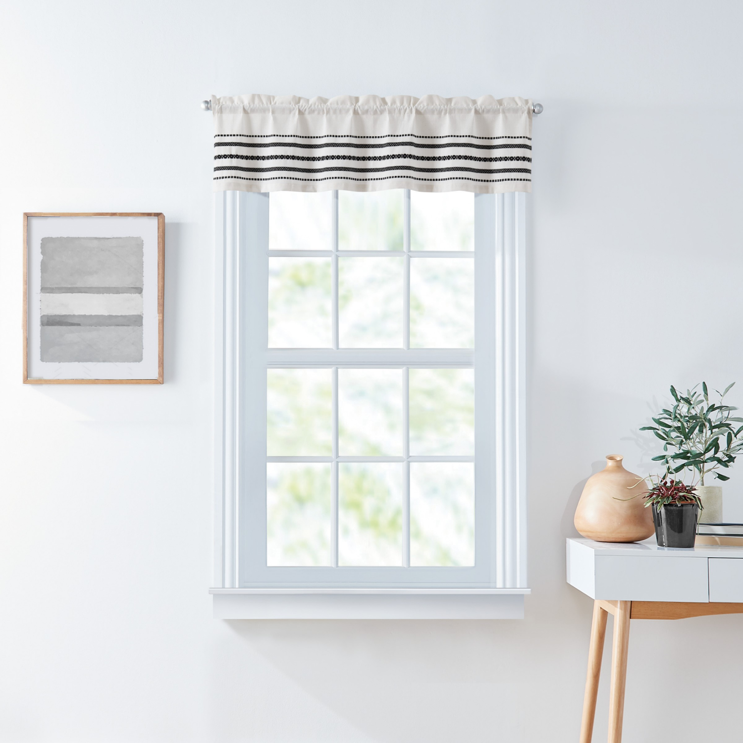 slide 4 of 6, Curtainworks Global Woven Stripe 3 Piece Valance And Tier Set, 3 ct