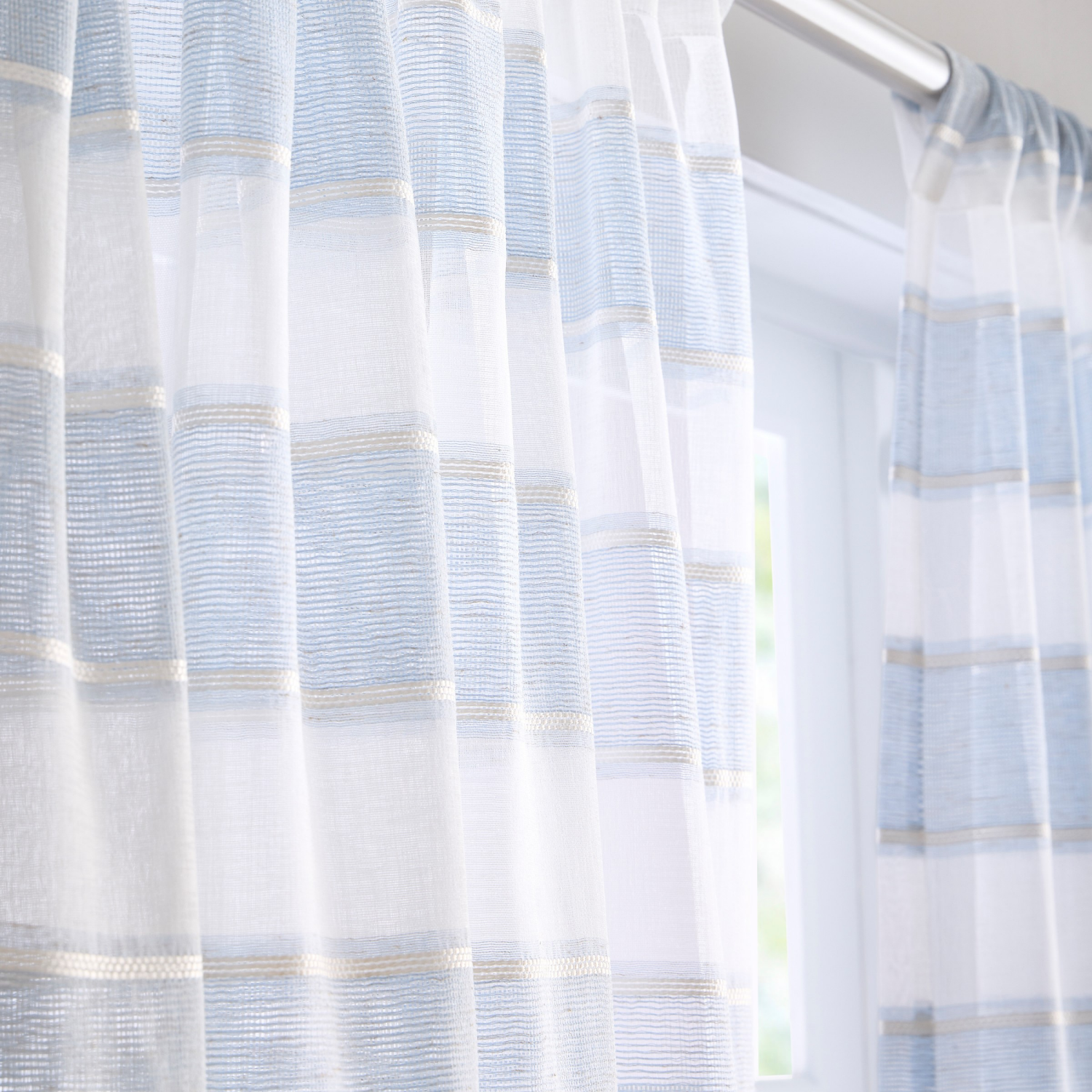 slide 4 of 5, Curtainworks Harbor Sheer Panel Pair 50x84 Chambray, 1 ct