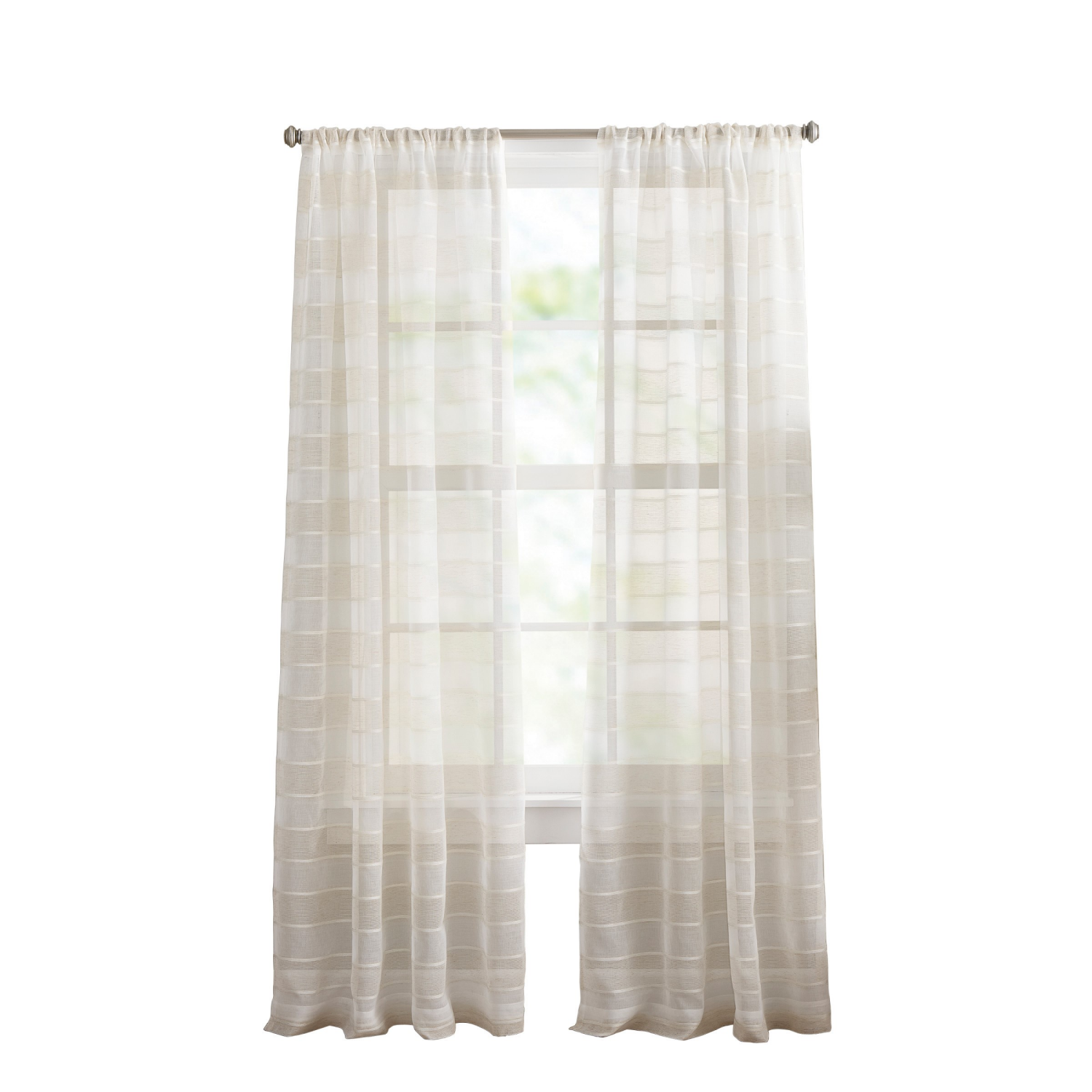 slide 2 of 5, Curtainworks Harbor Sheer Panel Pair 50" x 63" Linen, 1 ct