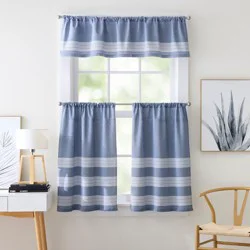 Curtainworks Denim Yarn Dye Tier Pair 56x36 Blue