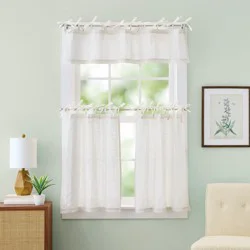 Curtainworks Tie Tab Tier Pair 56x36 Ivory