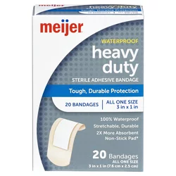 Meijer Plastic Waterproof Bandages 1"x3", 20 Ct